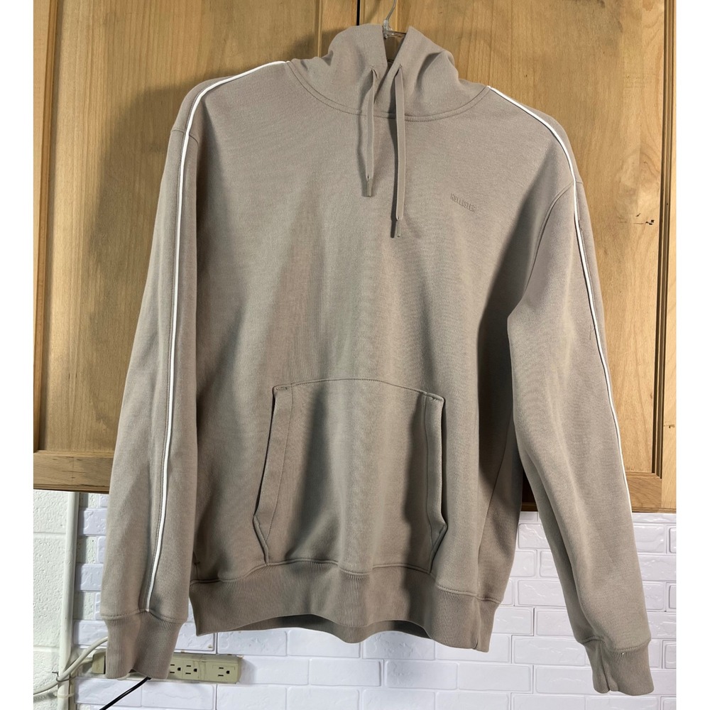 Hollister Cooling Hoodie Women Size M Tan Long Sleeve Piping Kangaroo Pocket